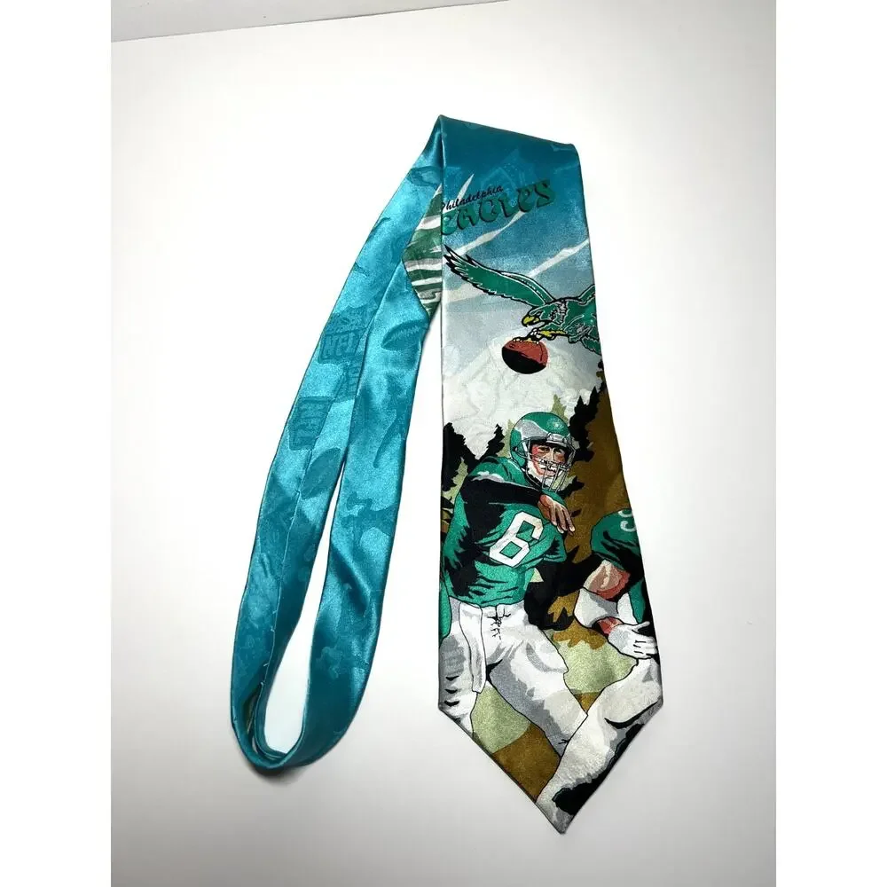 VTG Philadelphia Eagles LN 100% Silk 1981 NFC Championship Tie Necktie 57